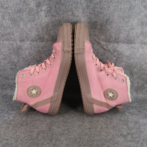 Converse Shoes Kids 6 Sneakers Chuck Taylor All Star Leather Faux Fur Pink Brown - Picture 8 of 12